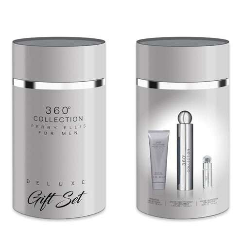 SET PERRY ELLIS 360 COLLECTION FOR MEN ( 3 PC ) 3.4 OZ EDT SP / 3.0 OZ SG /0.25 OZ EDT SP  / 844061013650