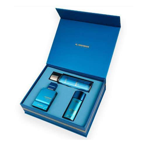SET AL HARAMAIN AMBER OUD AQUA DUBAI UNISEX EDITION GIFT ( 3 PC )2.5 OZ EDP SP /1.2 OZ  EDP /BODY MIST / 6291106816099