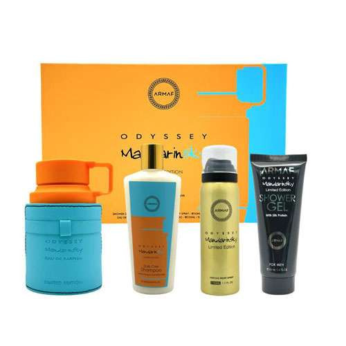 SET ARMAF ODYSSEY MANDARIN SKY MEN ( 4 PC )3.4 OZ EDP SP/ 3.4 OX SG / 1.7 OZ BL / 8.4 OZ SHAMPOO / 6294015195361