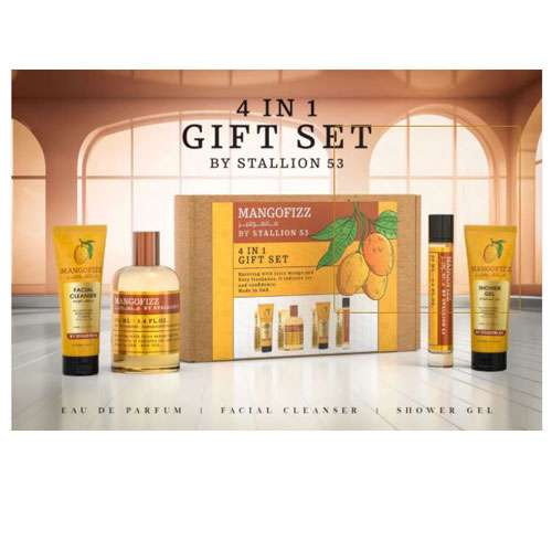 SET EMPER MANGOFIZZ BY STALLION 53 UNISEX (4 PC) 3.4 OZ EDP SP/3.4 OZ SG/3.4 OZ FACIAL CLEANER /0.68 EDP SP / 62940219089