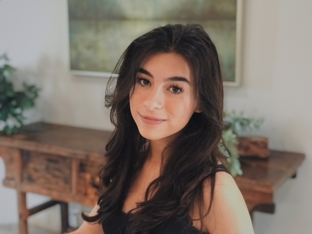 a woman with long hair