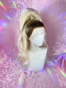 READY 2 SHIP - "My Lil Blonde pony" - rooted icey blonde in slicked back half pony.