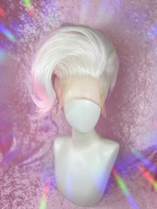 READY 2 SHIP Bit 'o' This Sale - "Neon cloud" - fab neon rainbow tipped white in a slicked fluffy updo
