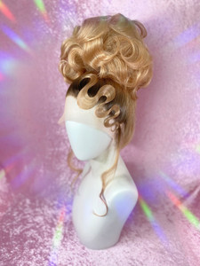 READY 2 SHIP Sale - "Im rooted!" Gorgina rooted light brunette fluffy updo with set solid face framing fringe.  READY 2 SHIP Sale - "Im rooted!" Gorgina rooted light brunette fluffy updo with set solid face framing fringe.