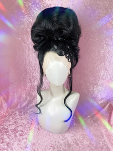 READY 2 SHIP Last Christmas Sale - "Krampus" -  Jet black updo with solid wiggly fringe detail