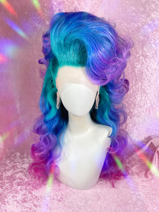READY 2 SHIP Mardi Gras Sale - "Ombre she betta do!" - vibrant turquoise to Blue/Purple/pink ombre with slicked sides and style up big