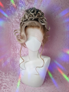 Ready 2 SHIP! -  warm rooted Ash blonde with icey tips in a twisted updo. 