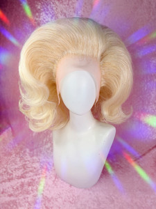 Ready 2 SHIP! - "Sparkling Sylvia!" - fab platinum blonde with Gold and iridescent tinsel in a BIG cropped drag hair