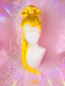 Ready 2 SHIP! Double & Tails Sale - "Moon Prism POWER! " - All slicked up 40 inch ponytail in Yellow with set solid wiggly details.