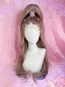 Ready 2 Ship - "Slicked" high pony with custom crystal clasp, wiggly details and encrusted with crystals.