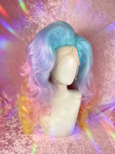 READY 2 SHIP! -  Beautiful Pastel ombre rainbow set and teased up into classic big drag hair. 