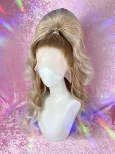 READY 2 SHIP! -  Beautiful half up pony in a natural ash blonde ombre, teased up big and lush.