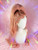 Ready 2 SHIP Pre-loved by Esther! - "Sparkling Peach" - all slicked half up ponytail in mixed peach w wiggly set solid fringe detail and AB crystals, worn only once, lace cut. 