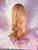 Ready 2 SHIP Pre-loved by Esther! - "Sparkling Peach" - all slicked half up ponytail in mixed peach w wiggly set solid fringe detail and AB crystals, worn only once, lace cut. 