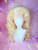 Ready 2 SHIP! - Lush High density BIG platinum blonde with custom ventilated white streak with gold & iridescent tinsel. 