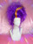 Ready 2 Ship Insta SALE  - "Wonka's Wig Factory" - custom orange streak in true purple updo. 