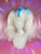 "BIG Pride" - One of a kind styled big white wig with custom pink and Blue streak.