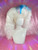 "BIG Pride" - One of a kind styled big white wig with custom pink and Blue streak.