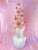 Ready 2 Ship Very Merry Sale - "Pink Christmas Tree!" - One-of-a-kind sculptured pink tinsel wig with set solid wiggly bits, battery operated in built lights with decorations