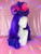 Ready 2 Ship  - triple Purple Buns with pink wefts added, solid wiggly details, and encrusted with AB crystals