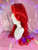 Chrissy SALE - "RED-dy for Christmas!"- Red with multi-coloured tinsel wig with high pony and fringe. 