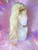READY 2 SHIP! - Platinum blonde tinsel super High ponytail with set solid  Swirls and AB crystals 