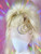 READY 2 SHIP! - Platinum blonde tinsel super High ponytail with set solid  Swirls and AB crystals 