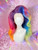 READY 2 SHIP! -  Hot multi coloured neon rainbow, set and teased up into classic big drag hair. 
