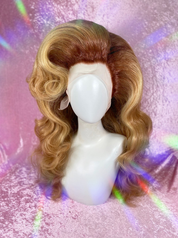 READY 2 SHIP "Start of Silly season" Sale - "Gingerbread lady" - beautiful auburn rooted dark blonde, SUPER HIGH density set and style up big and Lush (1 wig feels like a double stack)