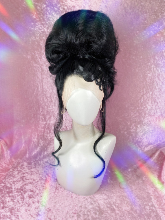READY 2 SHIP Last Christmas Sale - "Krampus" -  Jet black updo with solid wiggly fringe detail
