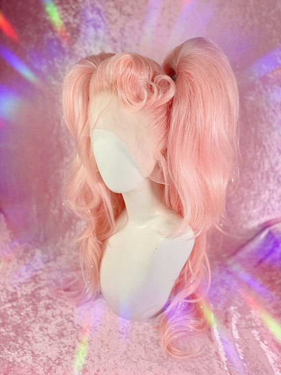 Ready 2 SHIP Tail Sale! - "Peppa Piggies" - high density pastel pink tinsel pigtails.