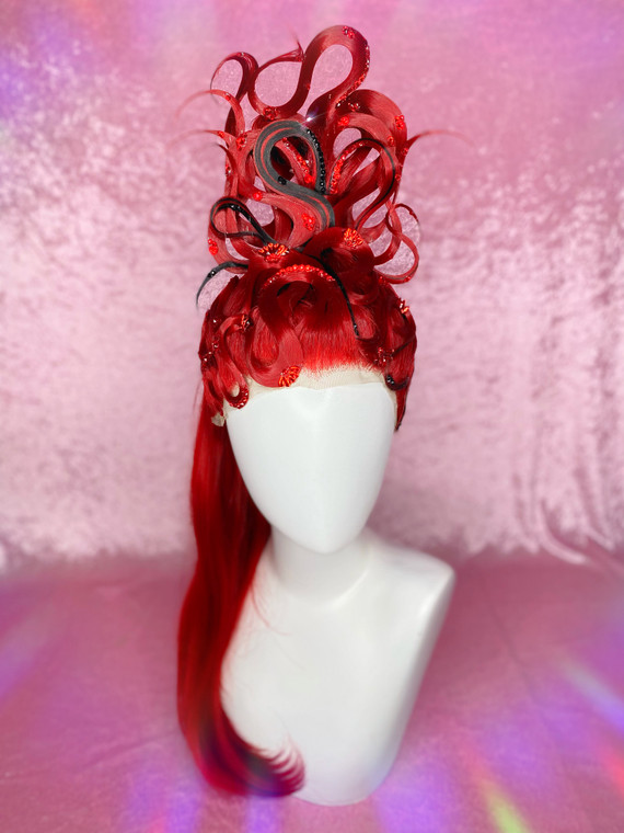  Ready 2 Ship AUCTION - Pre-loved by Esther. used once. "Red & Black Wiggly wig"