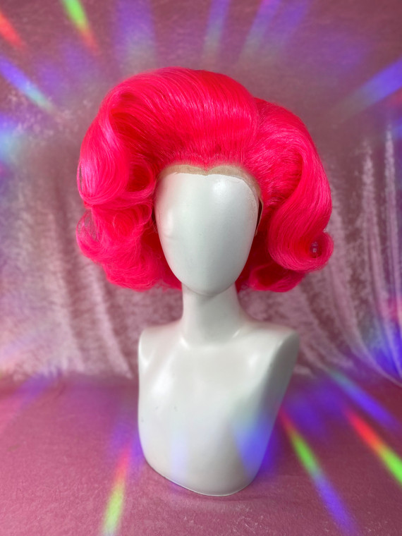 Ready 2 Ship - Second Hand sale - "Short Neon Pink" - refreshed and restyled  - short lace, some missing wefts.  