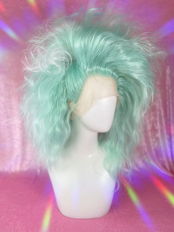 Ready 2 Ship  - "Sminty Fresh!" - mint side swept with custom white chunky highlights. 