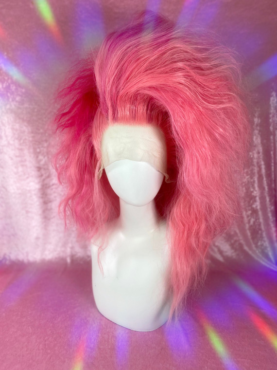 Ready 2 Ship  - "Raspberry swirl!" - pink pansy side swept with custom hot pink chunky highlights. 