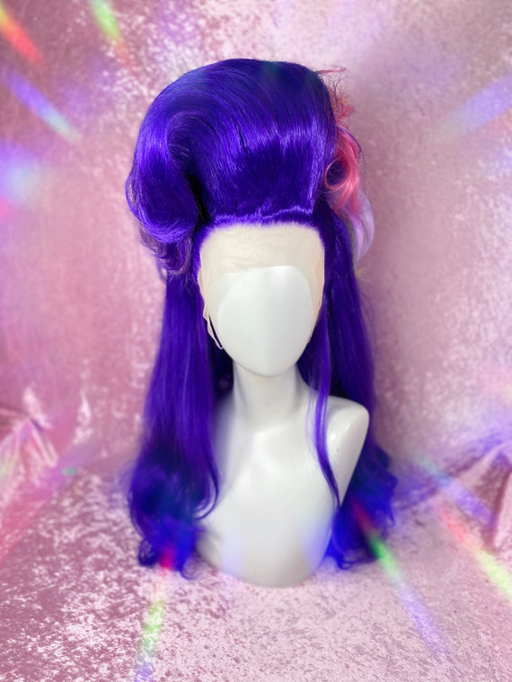 READY 2 SHIP - "Purple PRIDE!" -True purple wig with slicked up sides and added multicoloured tufts.