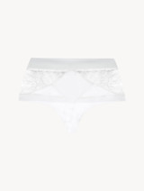 String taille haute «control fit» en Lycra® blanc avec dentelle de Chantilly_1