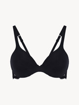 Soutien-gorge à armatures en coton et dentelle noir_0