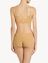 Soutien-gorge bandeau, ampliforme et ultra-plongeant, avec armature couleur café noisette_1