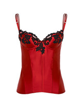 Bustier en satin de soie rouge_0