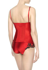 Bustier en satin de soie rouge_2