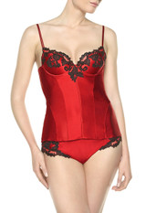 Bustier en satin de soie rouge_1