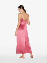 Slip dress longue en soie rose orchidée_2