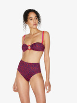 Bas de maillot de bain taille haute avec ceinture rouge et bleu_2