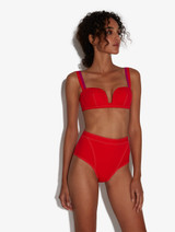 Bas de maillot de bain taille haute rouge_1