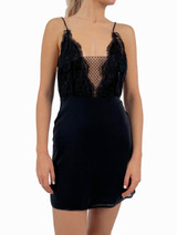 Slip dress courte en soie avec dentelle Leavers_0