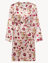 Robe de chambre courte en soie avec imprimé floral_0