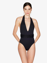 Maillot de bain noir avec broderie perlée_1