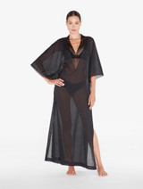 Caftan noir avec broderie perlée_1