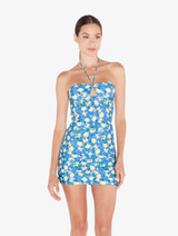 Robe courte imprimée bleue_1